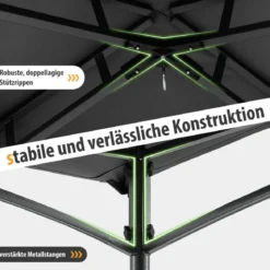 Grillpavillon mit Doppeldach & 2 Seitenregalen & 6 Haken Gartenpavillon BBQ Pavillon 242 x 150 cm Grau/Beige/Braun