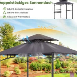 Grillpavillon mit Grillwagen Grillüberdachungen wetterfest Grilltisch Outdoor