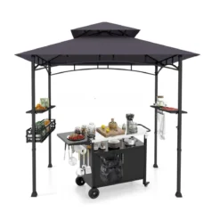 Grillpavillon mit Grillwagen Grillüberdachungen wetterfest Grilltisch Outdoor