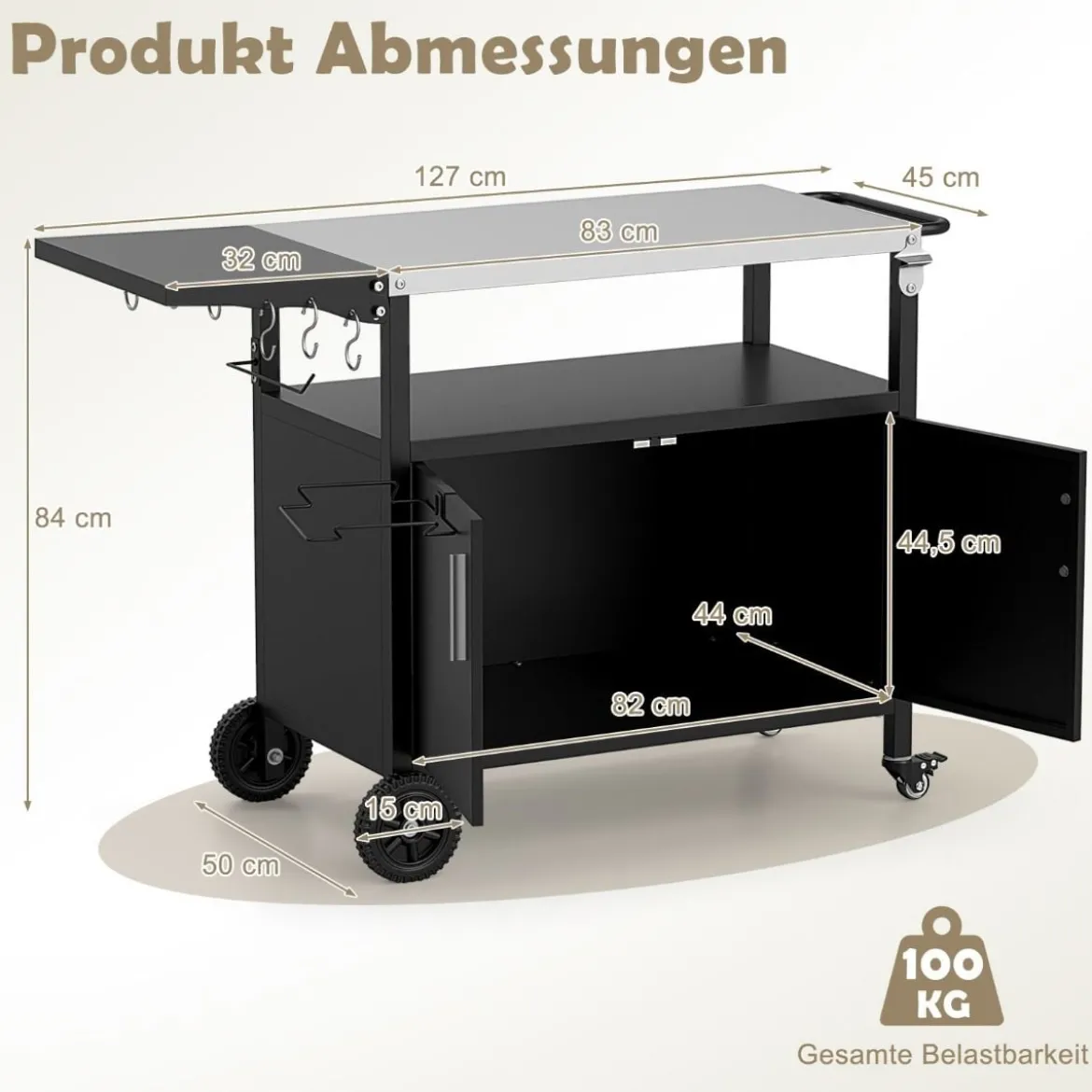 Grillpavillon mit Grillwagen Grillüberdachungen wetterfest Grilltisch Outdoor
