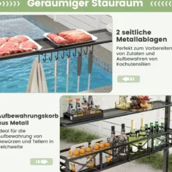 Grillpavillon mit Grillwagen Grillüberdachungen wetterfest Grilltisch Outdoor