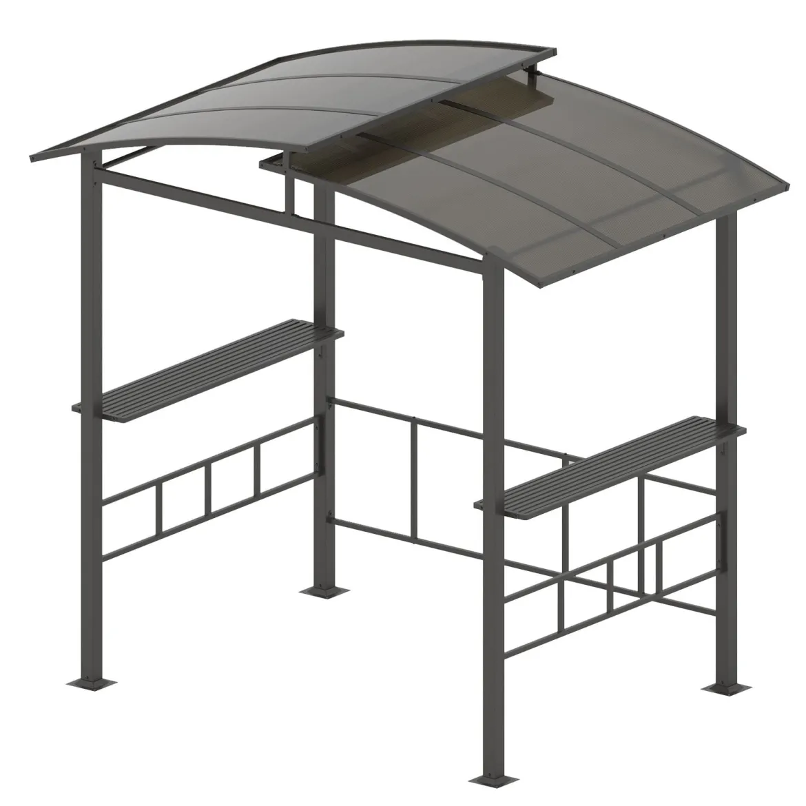 Grillpavillon Outdoor Grillüberdachung mit Seitenregalen Überdachung für Grill Gartenpavillon metall 248 x 150 x 232 cm Schwarz
