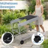 Grillwagen mit 4 Rollen & Großer Arbeitsplatte & Gewürzregal & Mülleimer Beistellwagen Grilltisch
