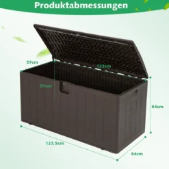 Große Aufbewahrungsbox mit 400 L Kapazität Sonnengeschützte Truhe 127,5 x 64 x 64 cm Braun