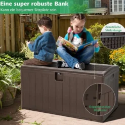 Große Aufbewahrungsbox mit 400 L Kapazität Sonnengeschützte Truhe 127,5 x 64 x 64 cm Braun