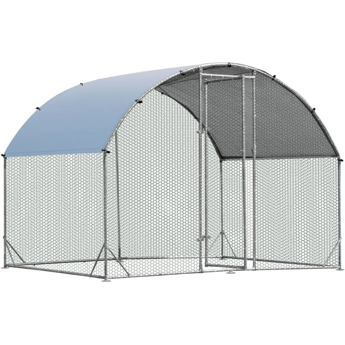 Großer Hühnerstall aus verzinktem Metall mit wasserdichter Abdeckung für draußen 190 x 280 cm