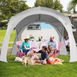 Großes Outdoor-Überdachungszelt Sonnenschutz mit Tragetasche für 6-8 Personen Weiß