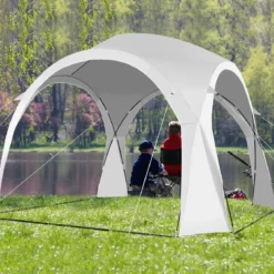 Großes Outdoor-Überdachungszelt Sonnenschutz mit Tragetasche für 6-8 Personen Weiß