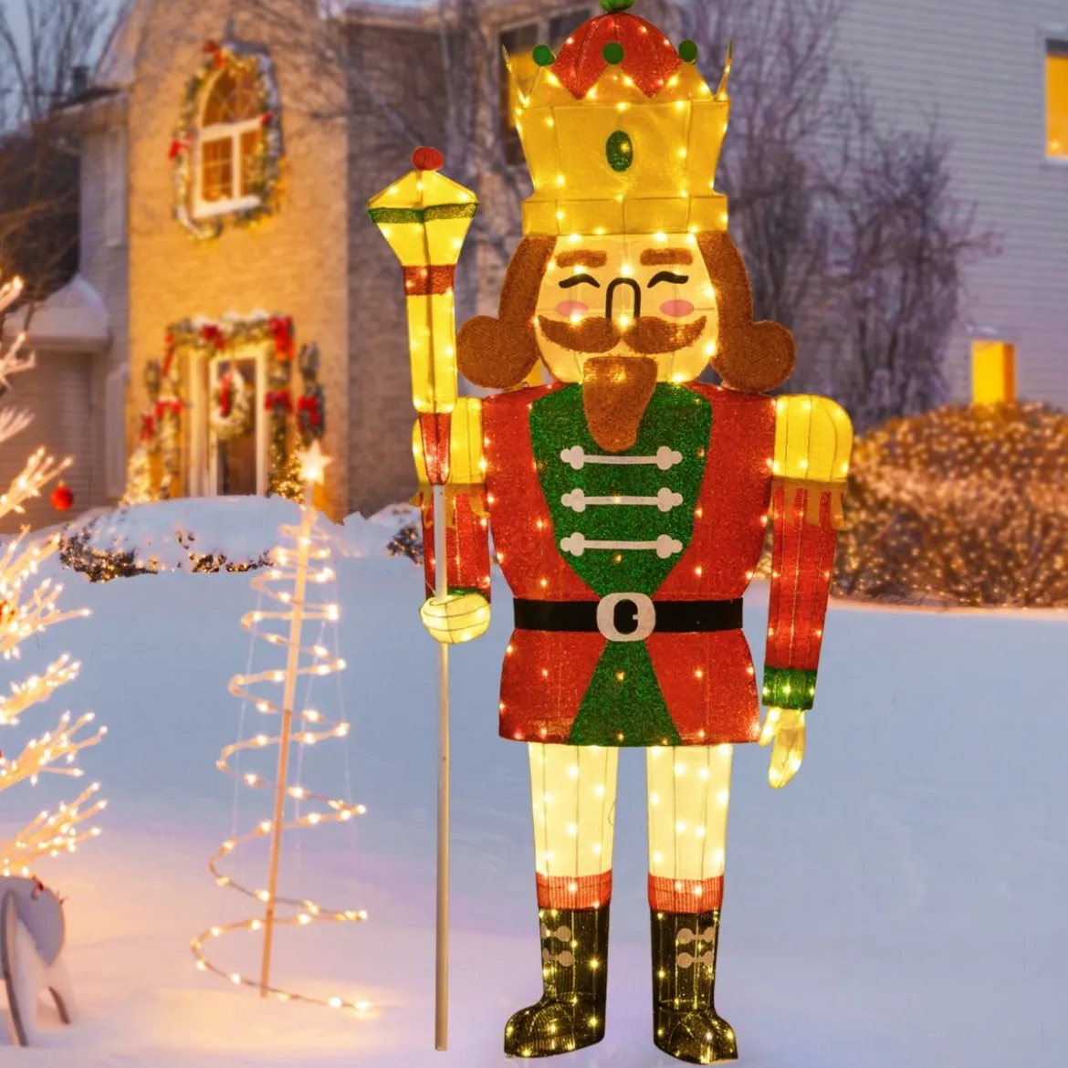 Groß Weihnachten Nussknacker Figur mit LED-Lichtern XXL Beleuchtete Weihnachtsdeko
