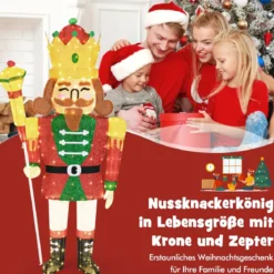 Groß Weihnachten Nussknacker Figur mit LED-Lichtern XXL Beleuchtete Weihnachtsdeko