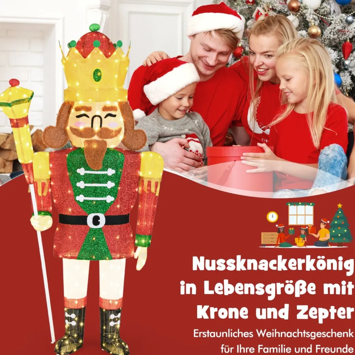 Groß Weihnachten Nussknacker Figur mit LED-Lichtern XXL Beleuchtete Weihnachtsdeko