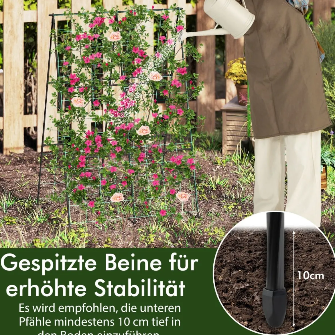 Gurke Rankhilfe Set A-förmig einstellbare Breite Rankgitter mit Netz 88 x 124 x 30-60 cm Schwarz