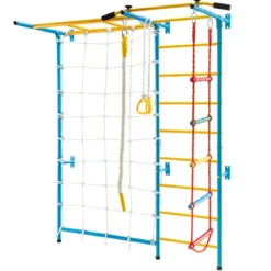Gymnastikgerät 7 in 1 Kinder Kletterwand mit Gymnastikmatte Blau
