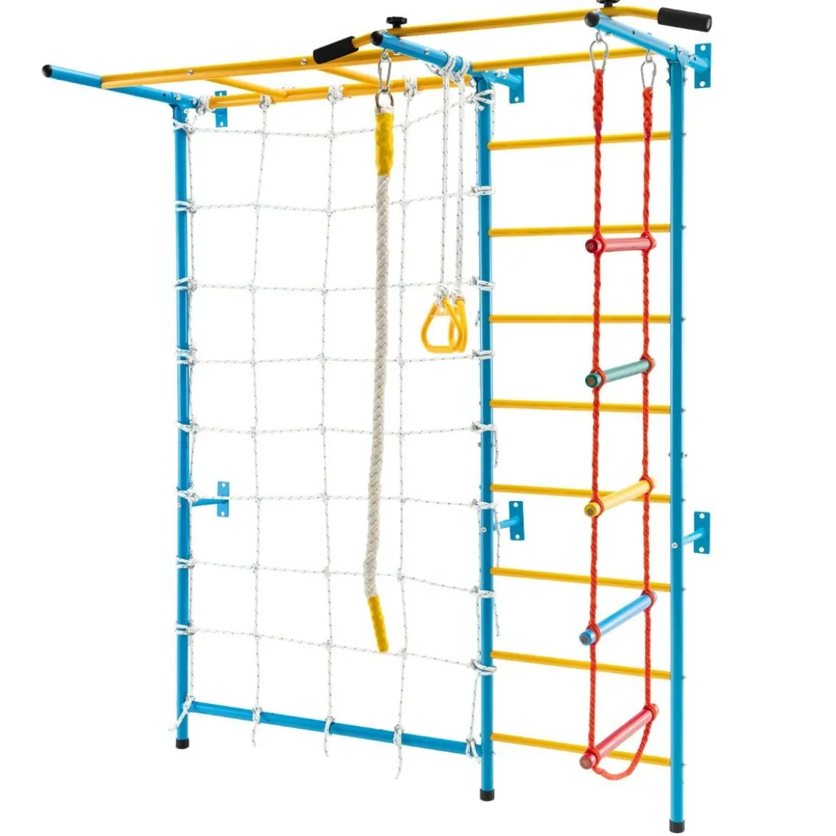 Gymnastikgerät 7 in 1 Kinder Kletterwand mit Gymnastikmatte Blau