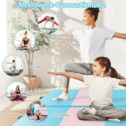 Gymnastikgerät 7 in 1 Kinder Kletterwand mit Gymnastikmatte Blau