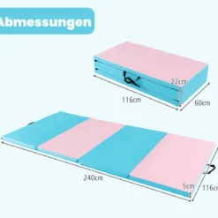 Gymnastikgerät 7 in 1 Kinder Kletterwand mit Gymnastikmatte Blau