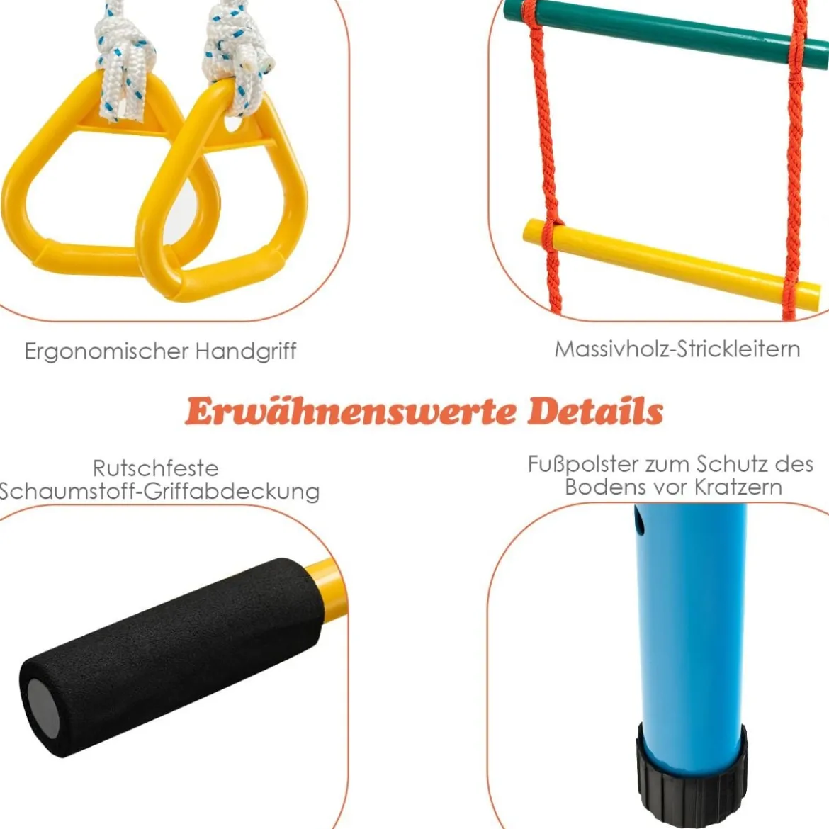 Gymnastikgerät 7 in 1 Kinder Kletterwand mit Gymnastikmatte Blau