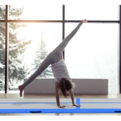 Gymnastikmatte Aufblasbar Tumbling Matte Trainingsmatte Blau/Rosa/Schwarz 400 x 100 x 10 cm