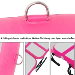 Gymnastikmatte Aufblasbar Tumbling Matte Trainingsmatte Blau/Rosa/Schwarz 400 x 100 x 10 cm