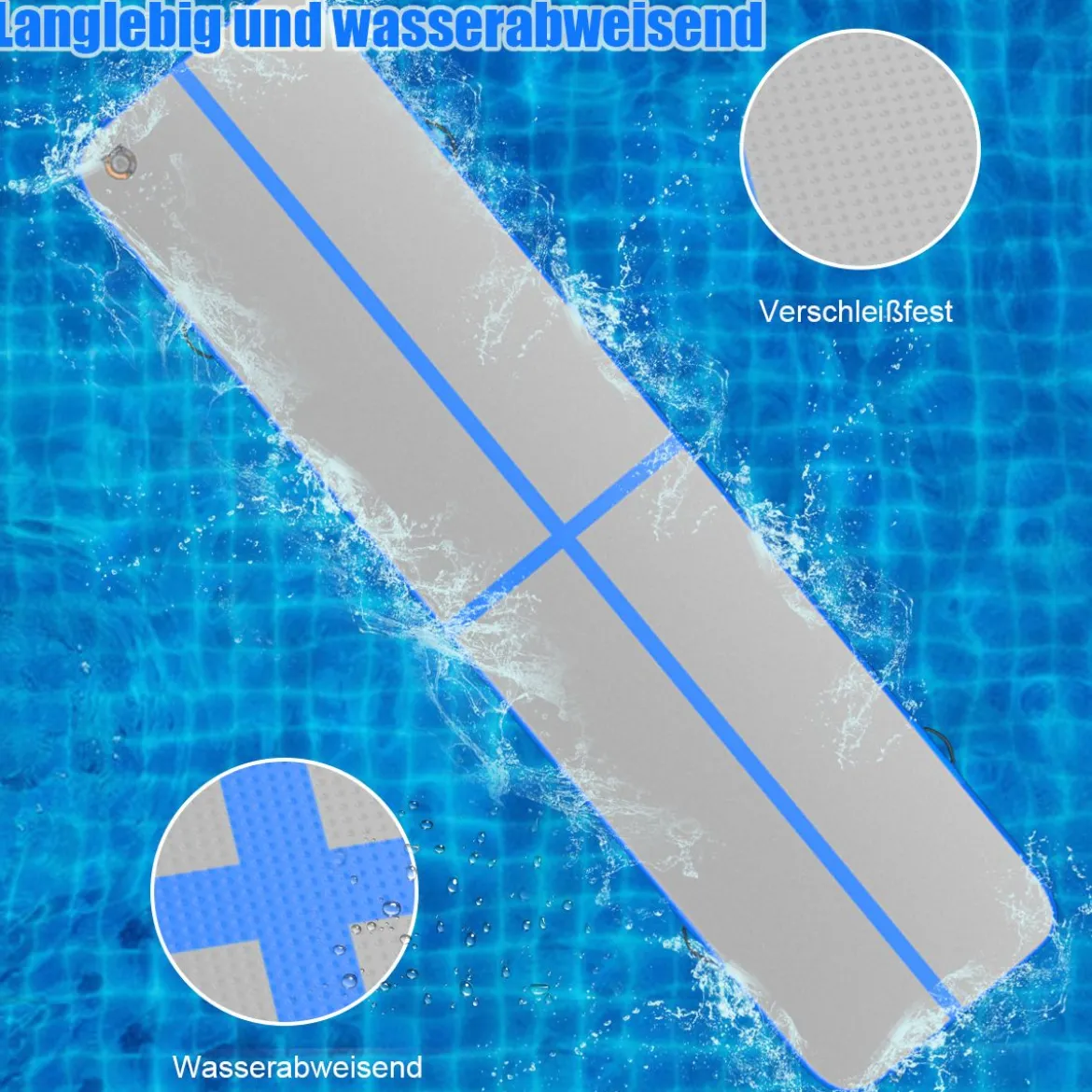 Gymnastikmatte Aufblasbar Tumbling Matte Trainingsmatte Blau/Rosa/Schwarz 400 x 100 x 10 cm