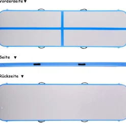 Gymnastikmatte Aufblasbar Tumbling Matte Trainingsmatte Blau/Rosa/Schwarz 400 x 100 x 10 cm