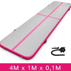 Gymnastikmatte Aufblasbar Tumbling Matte Trainingsmatte Blau/Rosa/Schwarz 400 x 100 x 10 cm