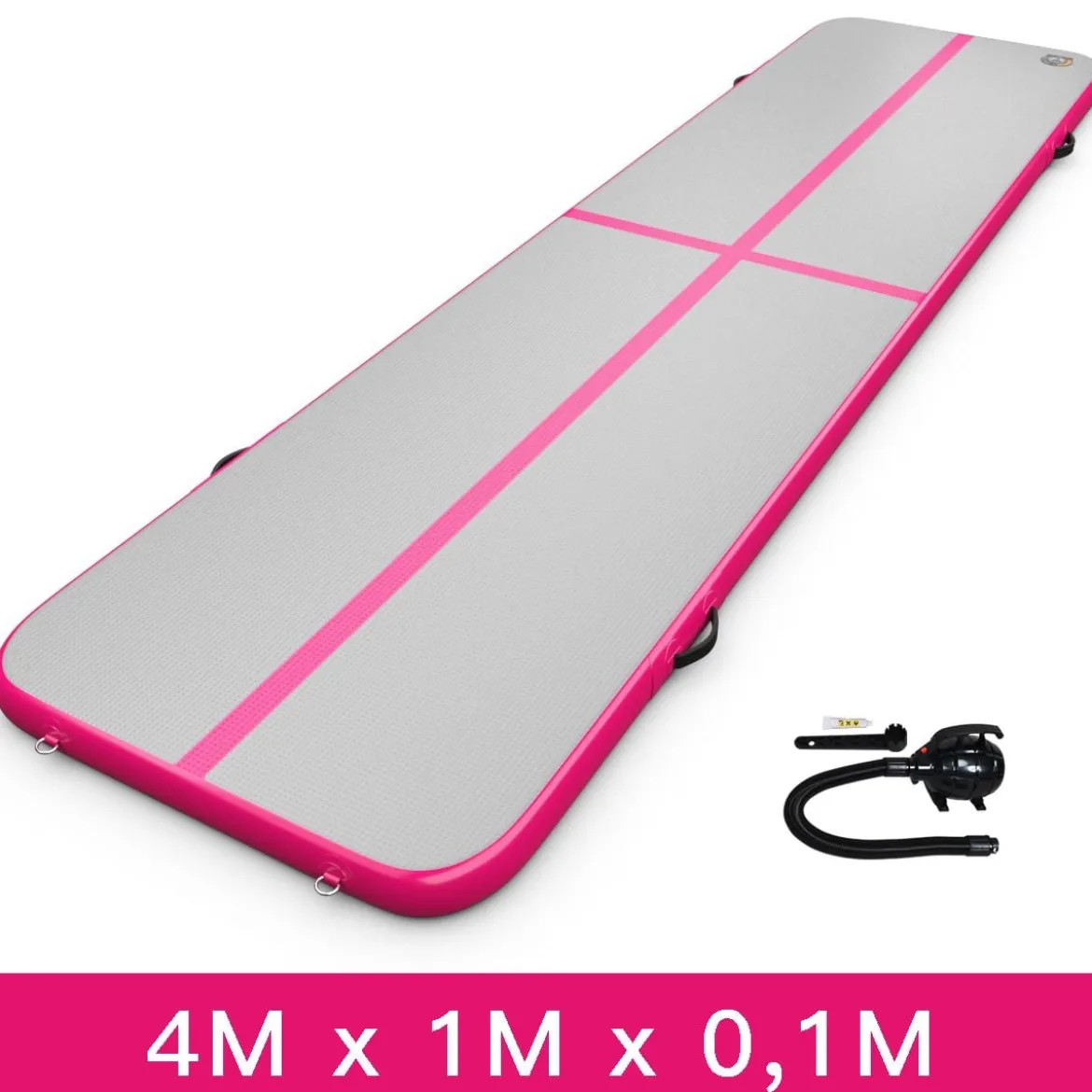 Gymnastikmatte Aufblasbar Tumbling Matte Trainingsmatte Blau/Rosa/Schwarz 400 x 100 x 10 cm
