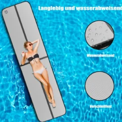 Gymnastikmatte Aufblasbar Tumbling Matte Trainingsmatte Blau/Rosa/Schwarz 400 x 100 x 10 cm