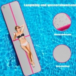 Gymnastikmatte Aufblasbar Tumbling Matte Trainingsmatte Blau/Rosa/Schwarz 400 x 100 x 10 cm