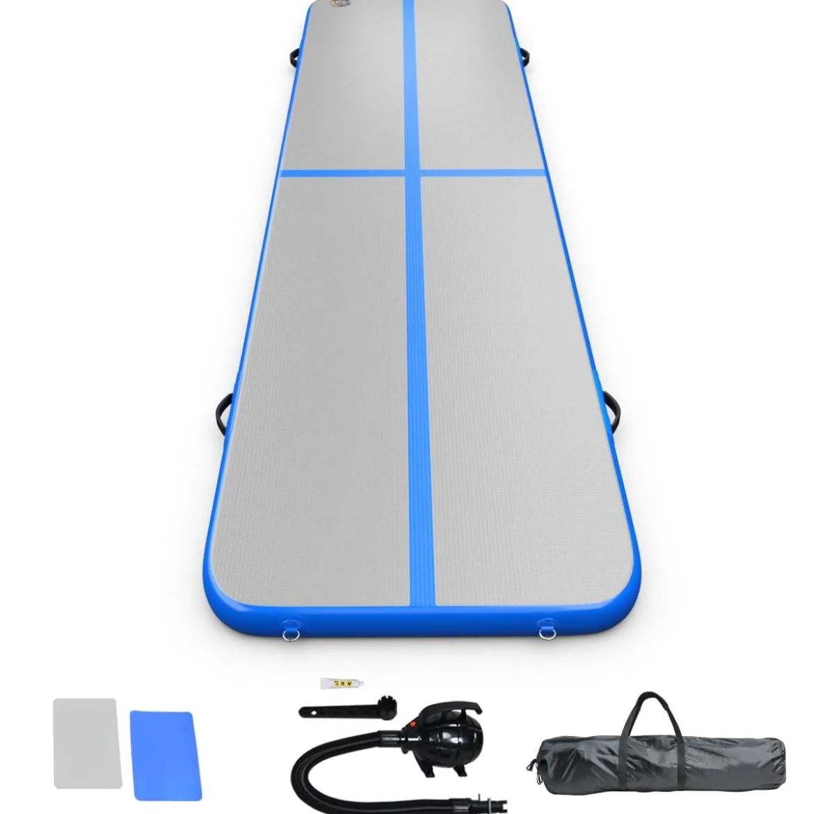 Gymnastikmatte Aufblasbar Tumbling Matte Trainingsmatte Blau/Rosa/Schwarz 400 x 100 x 10 cm