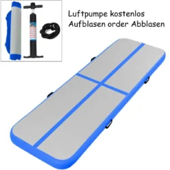 Gymnastikmatte Aufblasbar Tumbling Matte Trainingsmatte Blau/Rosa/Schwarz 400 x 100 x 10 cm