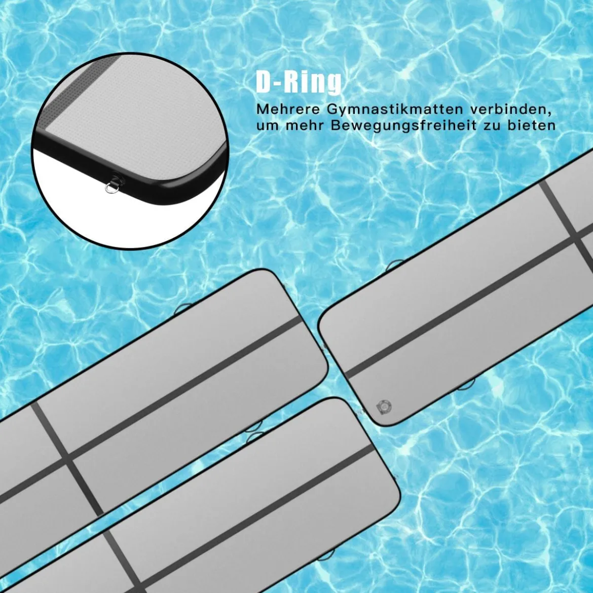 Gymnastikmatte Aufblasbar Tumbling Matte Trainingsmatte Blau/Rosa/Schwarz 400 x 100 x 10 cm