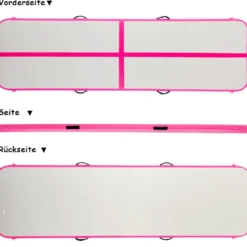 Gymnastikmatte Aufblasbar Tumbling Matte Trainingsmatte Blau/Rosa/Schwarz 400 x 100 x 10 cm