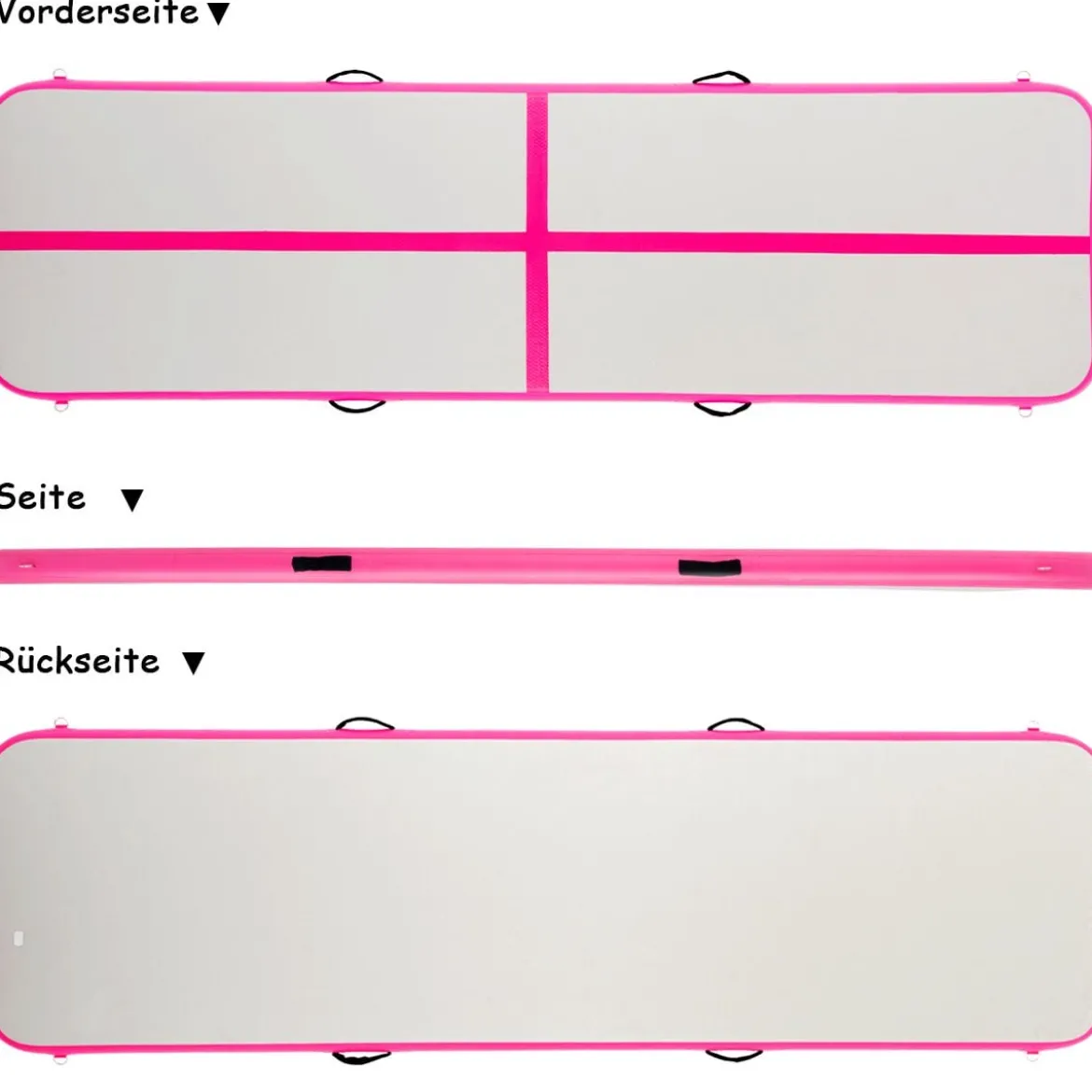 Gymnastikmatte Aufblasbar Tumbling Matte Trainingsmatte Blau/Rosa/Schwarz 400 x 100 x 10 cm