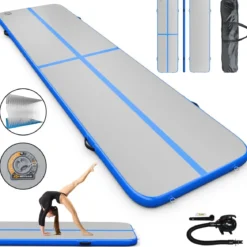 Gymnastikmatte Aufblasbar Tumbling Matte Trainingsmatte Blau/Rosa/Schwarz 400 x 100 x 10 cm