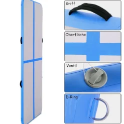 Gymnastikmatte Aufblasbar Tumbling Matte Trainingsmatte Blau/Rosa/Schwarz 400 x 100 x 10 cm
