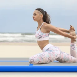 Gymnastikmatte Aufblasbar Tumbling Matte Trainingsmatte Blau/Rosa/Schwarz 400 x 100 x 10 cm