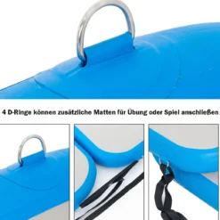 Gymnastikmatte Aufblasbar Tumbling Matte Trainingsmatte Blau/Rosa/Schwarz 400 x 100 x 10 cm