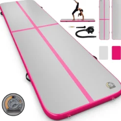 Gymnastikmatte Aufblasbar Tumbling Matte Trainingsmatte Blau/Rosa/Schwarz 400 x 100 x 10 cm