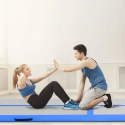 Gymnastikmatte Aufblasbar Tumbling Matte Trainingsmatte Blau/Rosa/Schwarz 400 x 100 x 10 cm