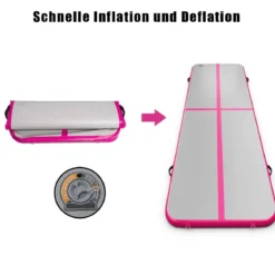 Gymnastikmatte Aufblasbar Tumbling Matte Trainingsmatte Blau/Rosa/Schwarz 400 x 100 x 10 cm