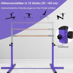Gymnastik Turnreck Höhenverstellbare Turnstangen Belastbare Reckstange Rosa/Blau/Lila