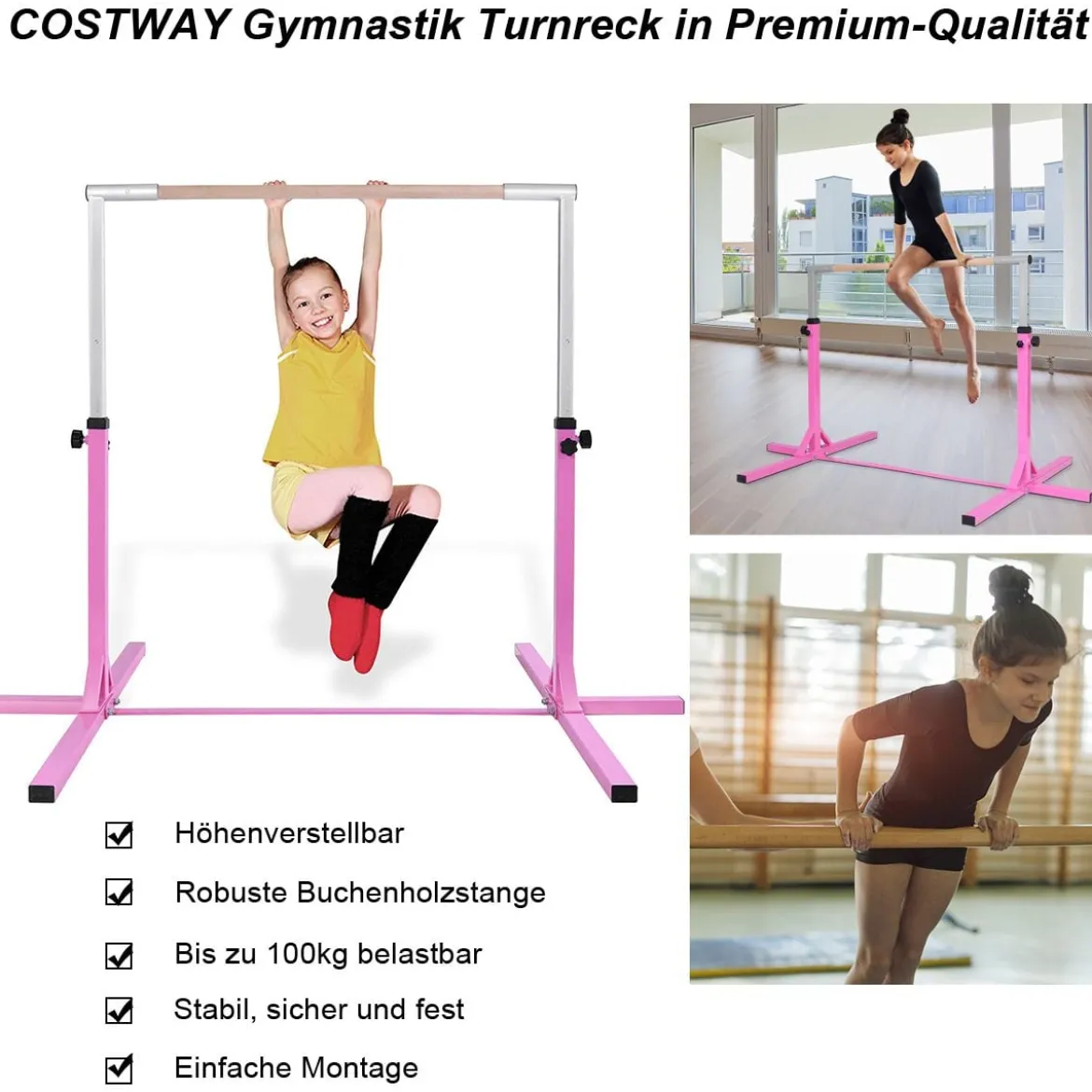 Gymnastik Turnreck Höhenverstellbare Turnstangen Belastbare Reckstange Rosa/Blau/Lila