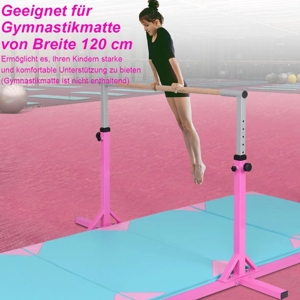 Gymnastik Turnreck Höhenverstellbare Turnstangen Belastbare Reckstange Rosa/Blau/Lila