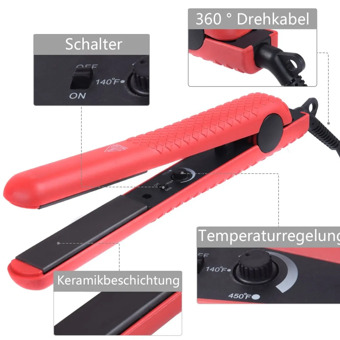 Haarglätter Glätteisen Haarglätteisen Haar Straightener Keramikplatten