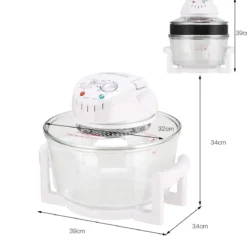 Halogenofen 17L 1200W-1400W Heissluftofen Heißluftgrill mit Erweiterungsring Weiß