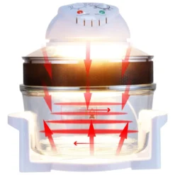 Halogenofen 17L 1200W-1400W Heissluftofen Heißluftgrill mit Erweiterungsring Weiß
