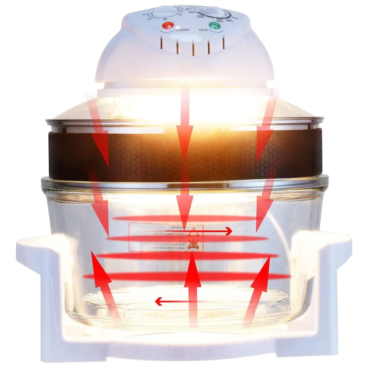 Halogenofen 17L 1200W-1400W Heissluftofen Heißluftgrill mit Erweiterungsring Weiß