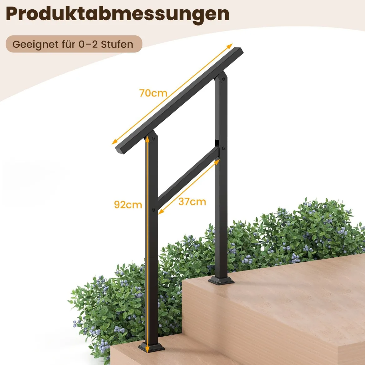 Handlauf Treppengeländer Seitliche Montage Eingangsgeländer mit flexiblem Winkelverstellung 70 cm