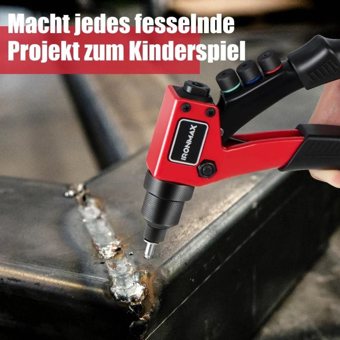 Handnietzange Schwere Manuelle Nietpistole mit 200 Nieten Nietwerkzeugkit mit Tragetasche